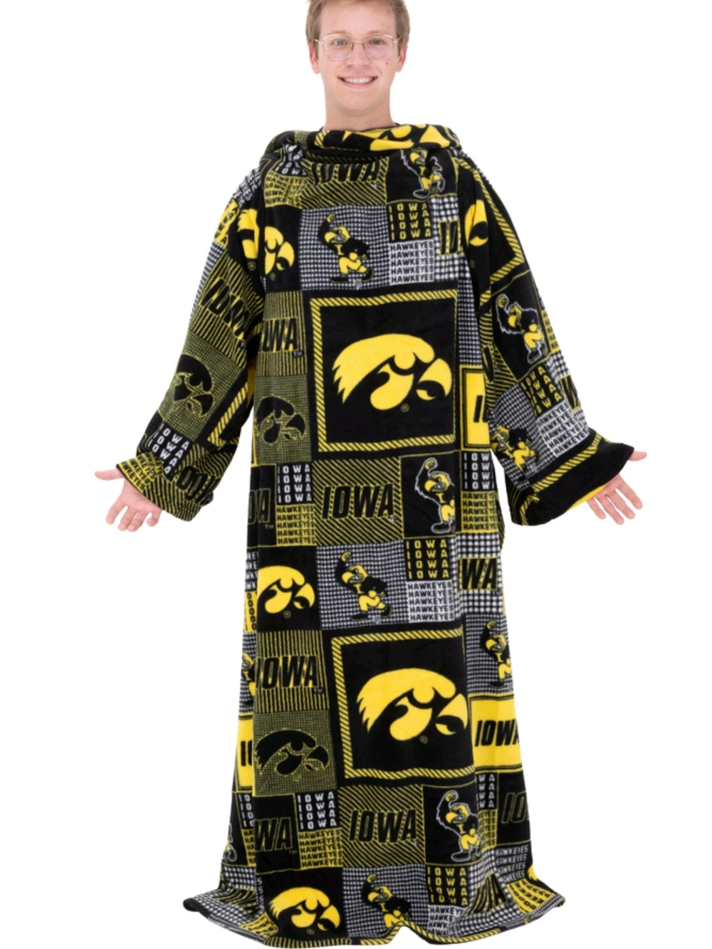 Iowa Hawkeyes Black & Yellow Wearable Blanket